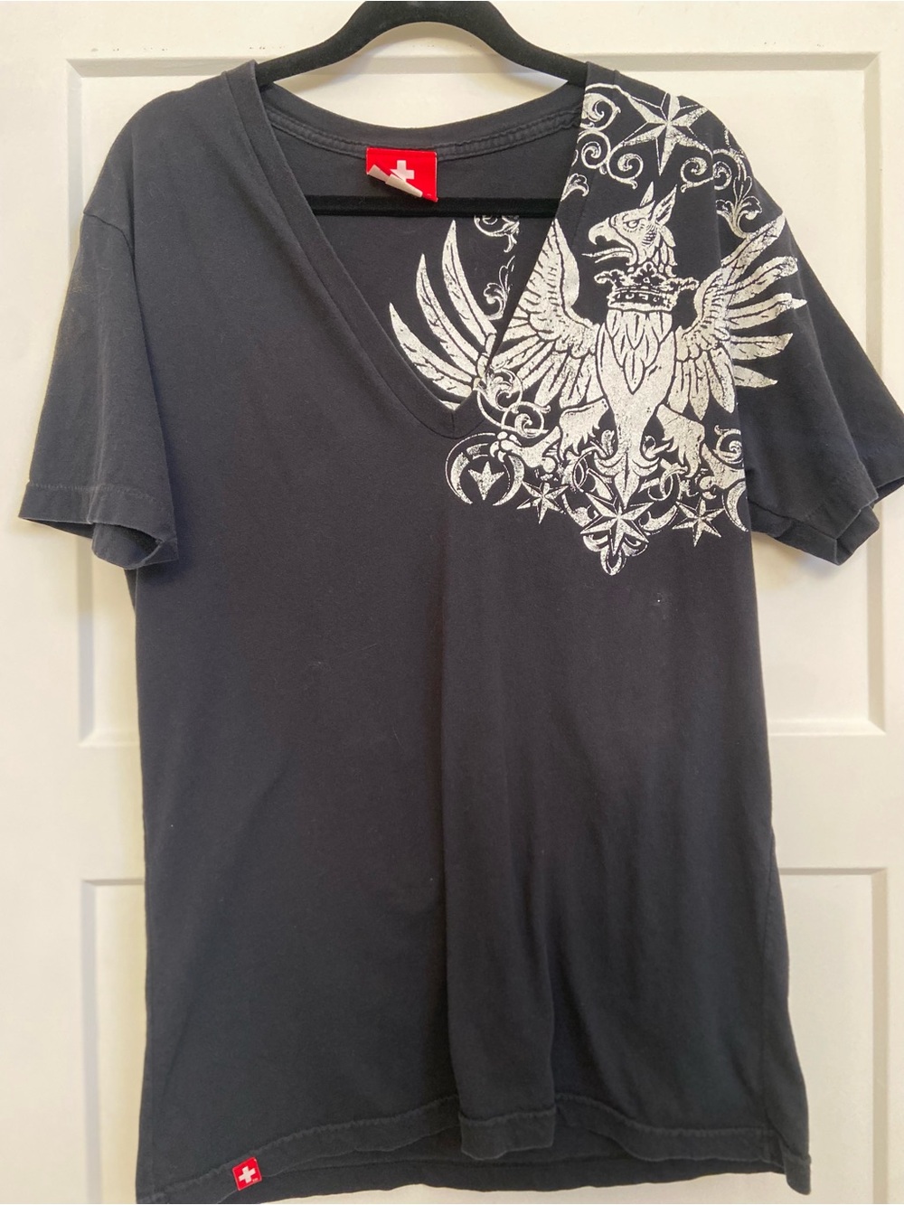 Andrew Christian V-Neck T-Shirt - Black with White Print